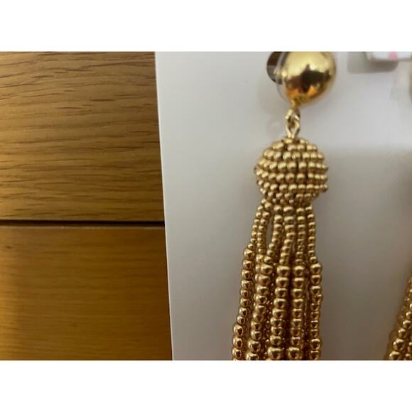 J Crew Gold Tassel Earrings Glam Flirty Girly Sparkle Holiday Festive Date Night - Picture 4 of 5